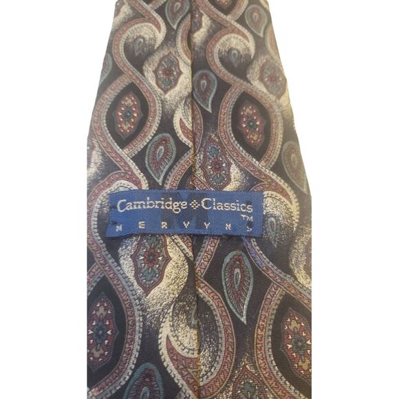 Vintage Cambridge Classics Mervyns 100% Italian Silk Tie Necktie Multicolo - Picture 6 of 12